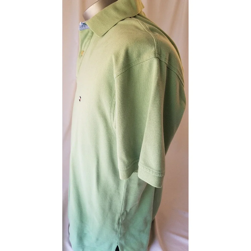 Tommy Hilfiger Men's Large Short Sleeve Green Polo Shirt ‎ Logo